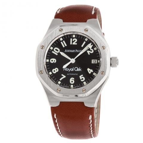 Royal Oak Automatic in Steel on Brown Leather Strap with Black Dial