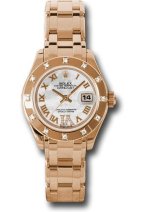 DateJust Lady Masterpeice in Rose Gold with 12 Diamond Bezel on Rose Gold Pearlmaster Bracelet with MOP Roman Dial