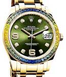Pearlmaster 39mm with Blue and Green Sapphire Bezel on  Pearlmaster Bracelet with Olive Green Diamond Dial