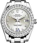 Masterpiece Datejust 34mm in White Gold with Diamond Bezel on Bracelet with Silver Roman Dial - Pave Sapphire 6