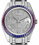 Datejust Pearlmaster in White Gold with Diamond Bezel on White Gold Diamond Bracelet with Pave Diamond Dial