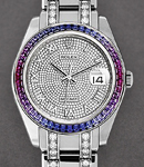 Datejust Pearlmaster in White Gold with Diamond Bezel on White Gold Diamond Bracelet with Pave Diamond Dial