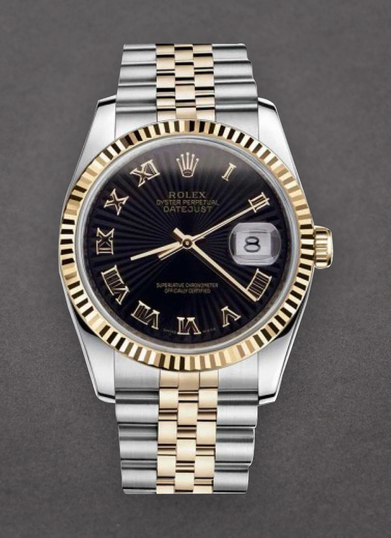 Rolex Unworn Datejust 36mm in Steel with Yellow Gold Fluted Bezel