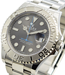 Yachtmaster 40mm in Steel with Platinum Bezel on Oyster Bracelet with Dark Rhodium Dial