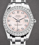 Masterpiece Men's 34mm Special Edition in White Gold with Diamond Bezel On White Gold Pearlmaster Bracelet with Pink MOP Diamond Dial