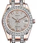 Pearlmaster in Rose Gold with Diamond Bezel on Pearlmaster Diamond Bracelet with Pave Roman Diamond Dial