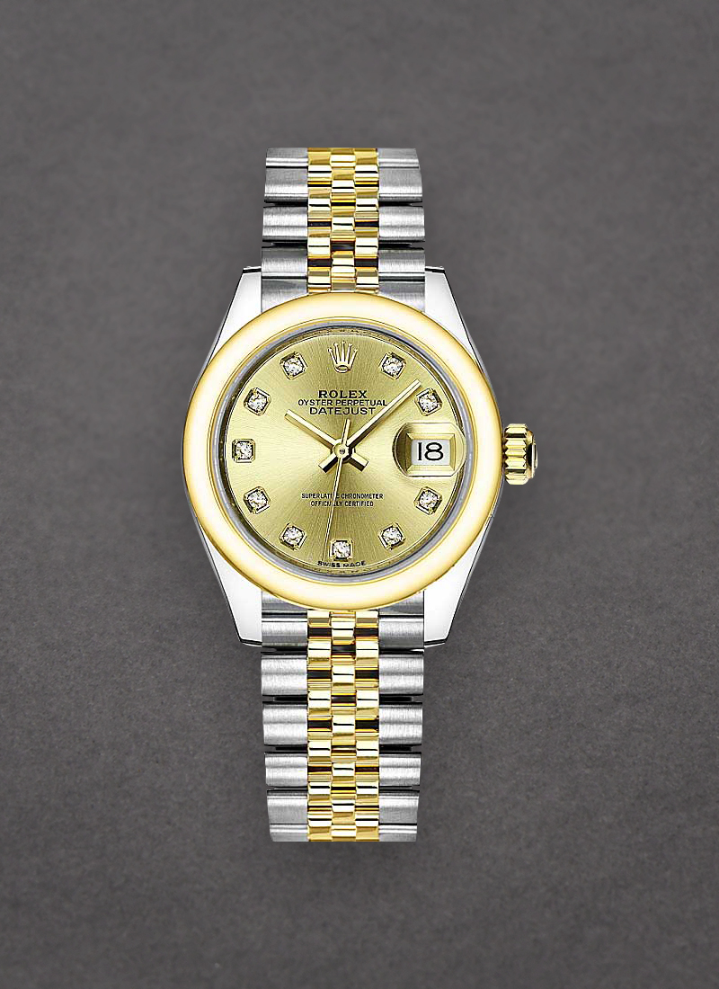 Rolex Unworn Ladies 2-Tone Datejust 28mm in Steel with Yellow Gold Smooth Bezel