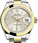Datejust 28mm Automatic in Yellow Gold and Steel on 2-Tone Oyster Bracelet with Silver Index Dial