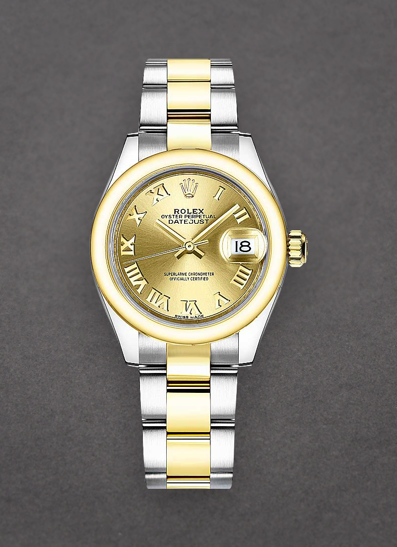 Rolex Unworn Datejust 28mm in Steel with Yellow Gold Smooth Bezel