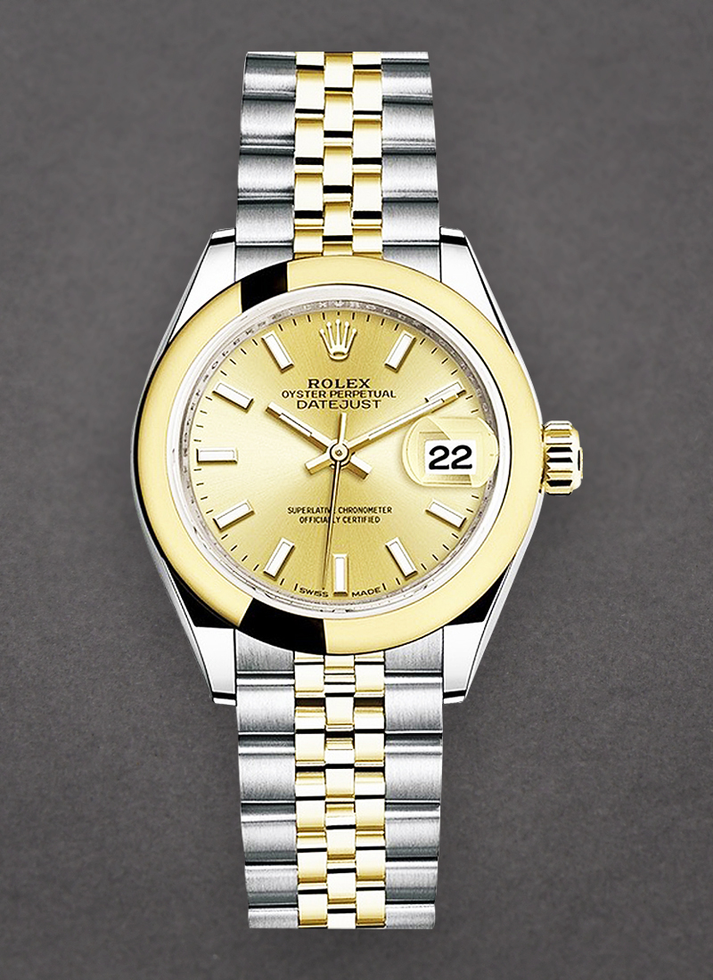 Rolex Unworn Ladies Datejust 28mm in Steel with Yellow Gold Smooth Bezel