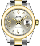 Datejust 28mm in Yellow Gold on Yellow Gold Oyster Bracelet with Silver Roman IX Diamond Dial