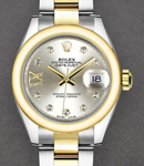 Datejust 28mm in Yellow Gold on Yellow Gold Oyster Bracelet with Silver Roman IX Diamond Dial