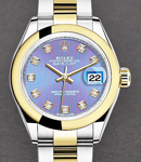 Datejust 28mm in Yellow Gold on Yellow Gold Oyster Bracelet with Lavender Diamond Dial