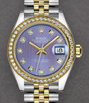 2-Tone Datejust 28mm with Diamond Bezel on Jubilee Bracelet with Lilac Strip Diamond Dial