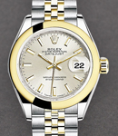 Datejust 28mm Automatic in Steel with Yellow Gold Smooth Bezel on Jubilee Bracelet with Silver Stick Dial