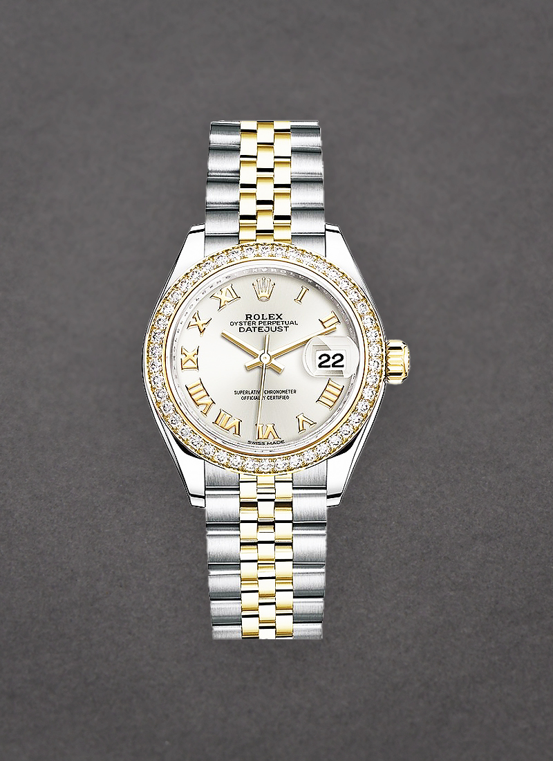 Rolex Unworn Datejust 28mm in Steel with Yellow Gold Diamond Bezel