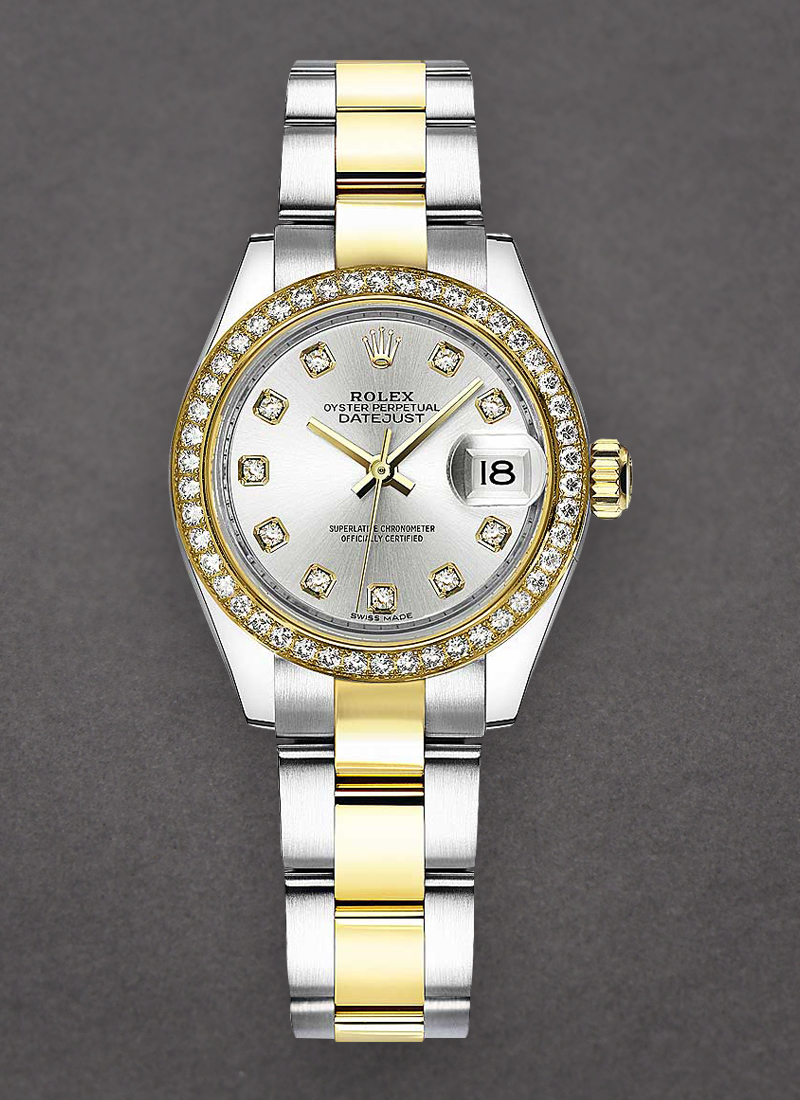 Rolex Unworn 2-Tone Datejust 28mm in Steel with Yellow Gold Diamond Bezel