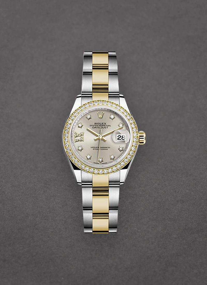 Rolex Unworn Datejust 28mm in Steel and Yellow Gold with Diamond Bezel