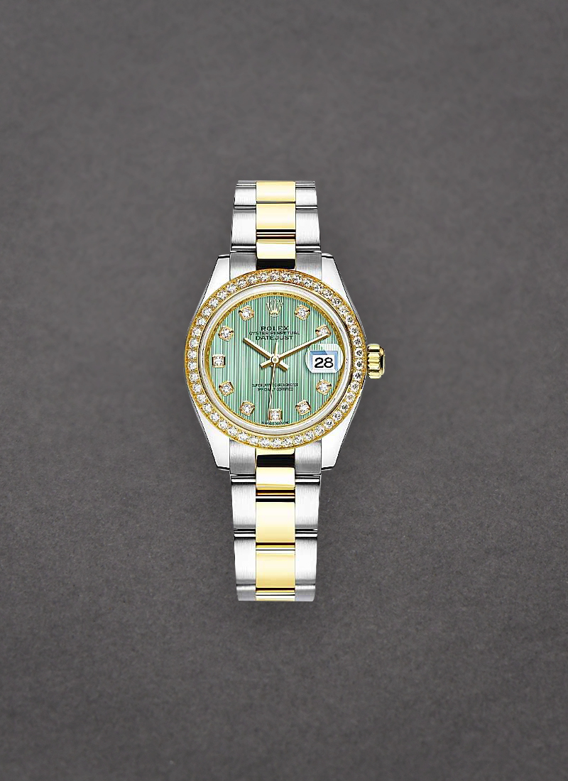 Rolex Unworn Datejust 28mm Automatic in Steel with Yellow Gold Diamond Bezel