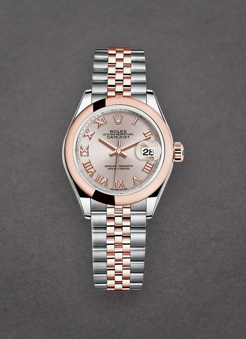 Rolex Unworn Datejust 28mm in Steel with Rose Gold Smooth Bezel