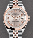 Datejust 28mm in Steel with Rose Gold Smooth Bezel on Jubilee Bracelet with Sundust Roman Dial