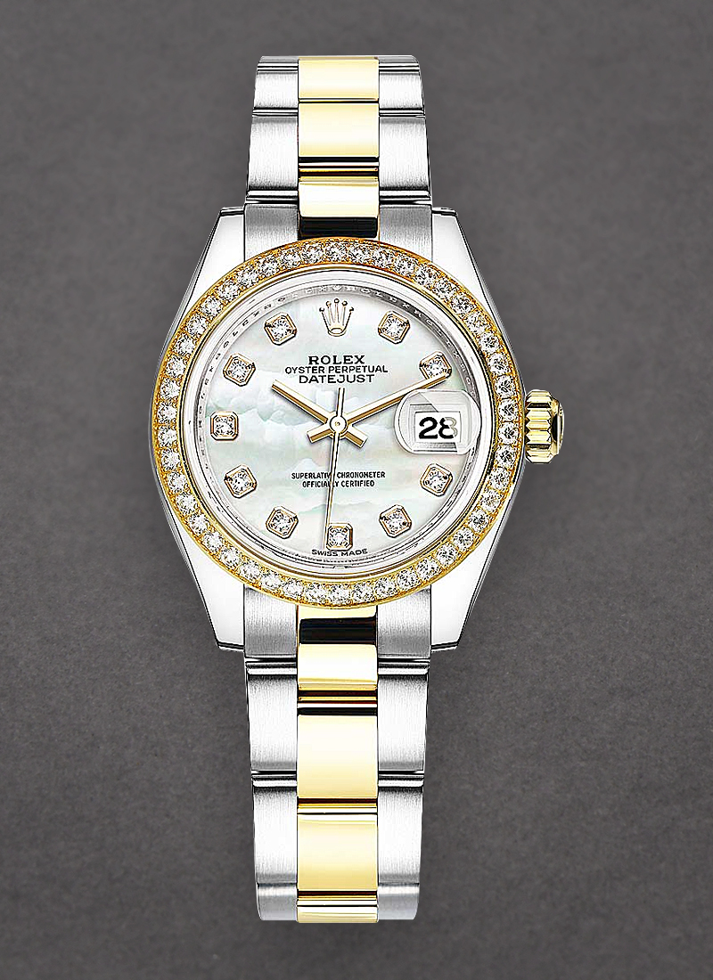 Rolex Unworn Datejust 28mm in Yellow Gold with Diamond Bezel