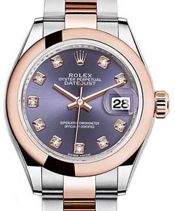 2-Tone Datejust 28mm on 2-Tone Oyster Bracelet with Purple Diamond Dial
