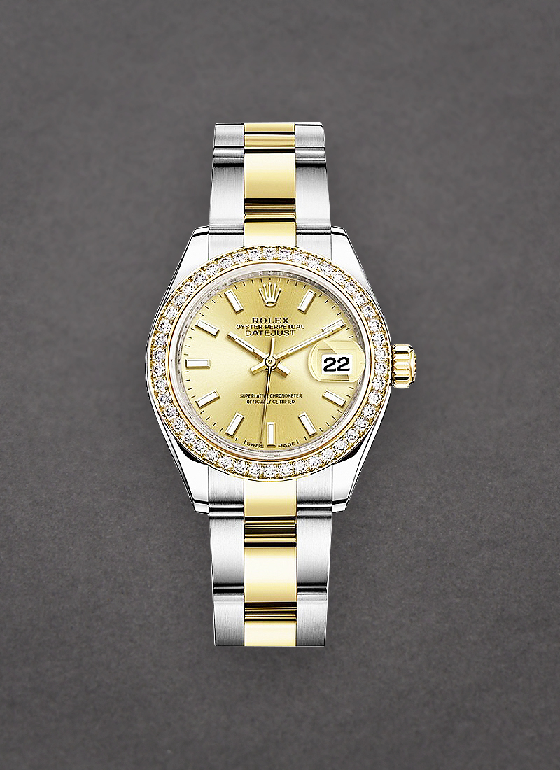 Rolex Unworn Rolex Datejust 28mm in Yellow Gold with Diamond Bezel