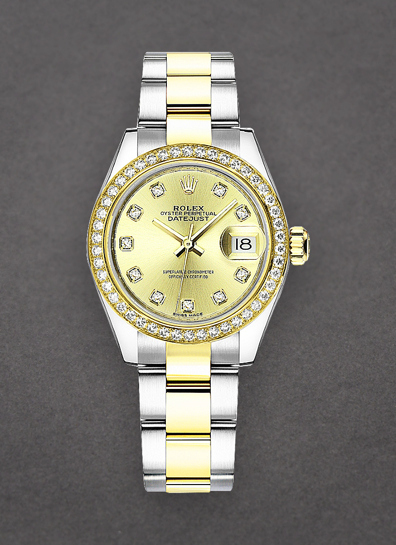 Rolex Unworn Datejust 28mm in Yellow Gold with Diamond Bezel