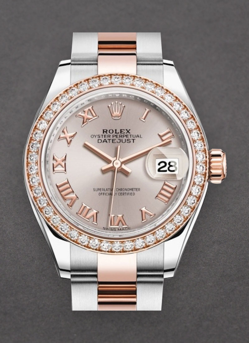 Rolex Unworn Datejust 28mm Automatic Steel and Rose Gold with Diamond Bezel