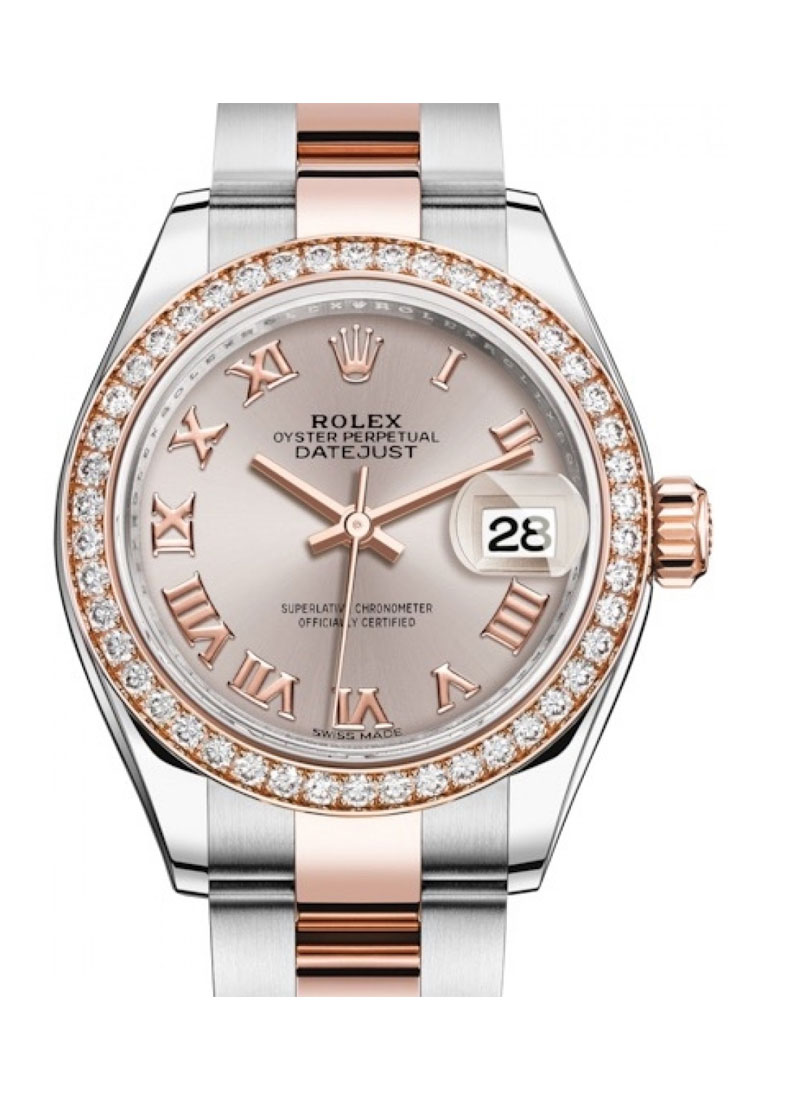Rolex Unworn Datejust 28mm Automatic Steel and Rose Gold with Diamond Bezel
