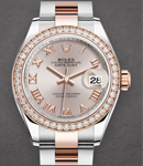 Datejust 28mm Automatic Steel and Rose Gold with Diamond Bezel On 2-Tone Oyster Bracelet  with Sundust Roman Dial