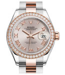 Datejust 28mm Automatic Steel and Rose Gold with Diamond Bezel On 2-Tone Oyster Bracelet  with Sundust Roman Dial