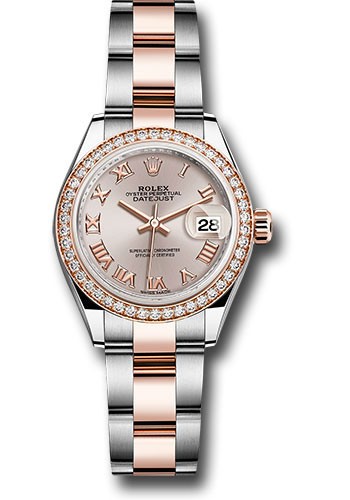 Datejust 28mm Automatic Steel and Rose Gold with Diamond Bezel On 2-Tone Oyster Bracelet  with Sundust Roman Dial