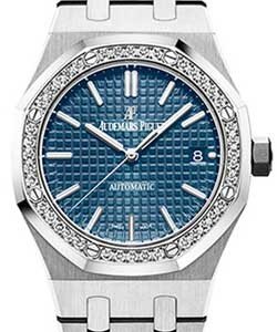 Royal Oak 37mm with Steel with Diamond Bezel on Steel Bracelet with Blue Dial