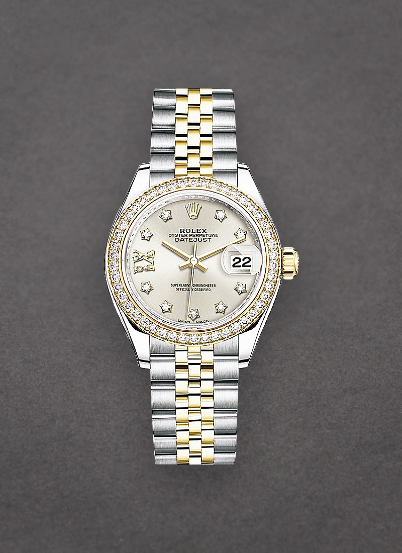 Rolex Unworn Datejust 28mm in Steel with Yellow Gold Diamond Bezel