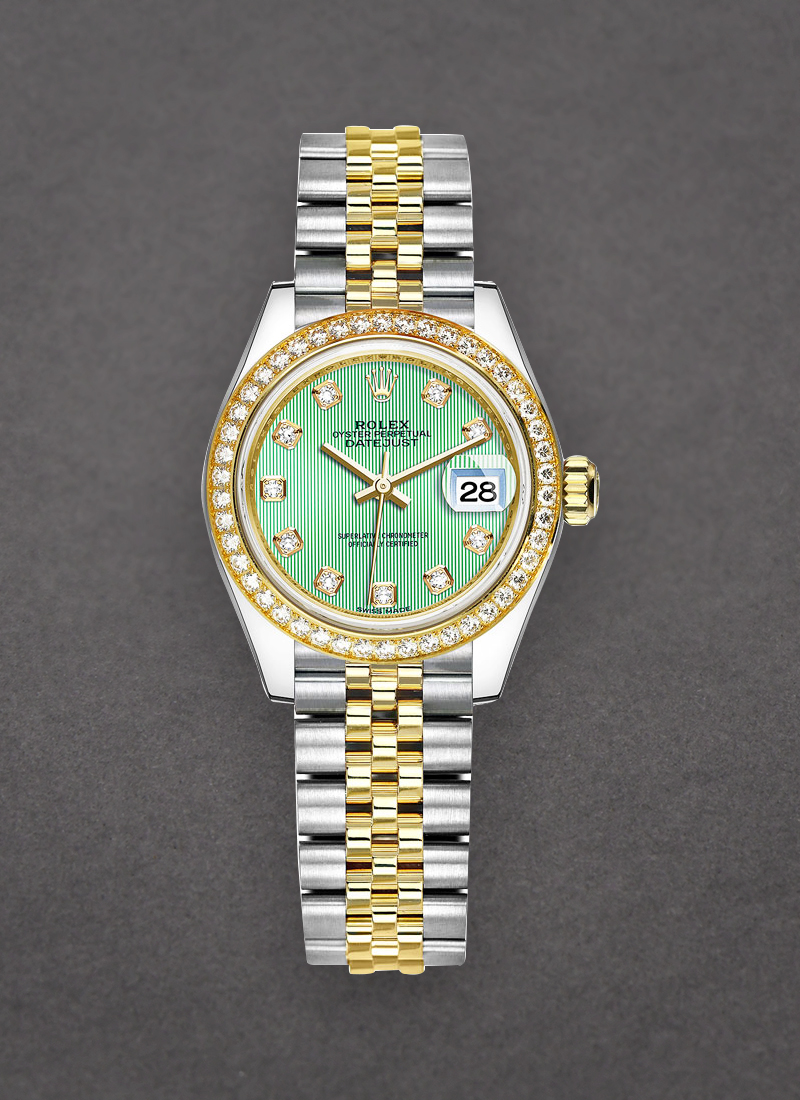 Rolex Unworn Datejust 28mm Automatic in Steel and Yellow Gold with Diamond Bezel