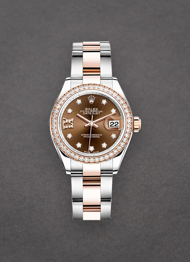 Rolex Unworn Datejust 28mm Automatic Steel and Rose Gold with Diamond Bezel