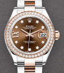 Datejust 28mm Automatic Steel and Rose Gold with Diamond Bezel On Steel and Rose Gold Oyester Bracelet  with Chocolate IX Diamond Dial