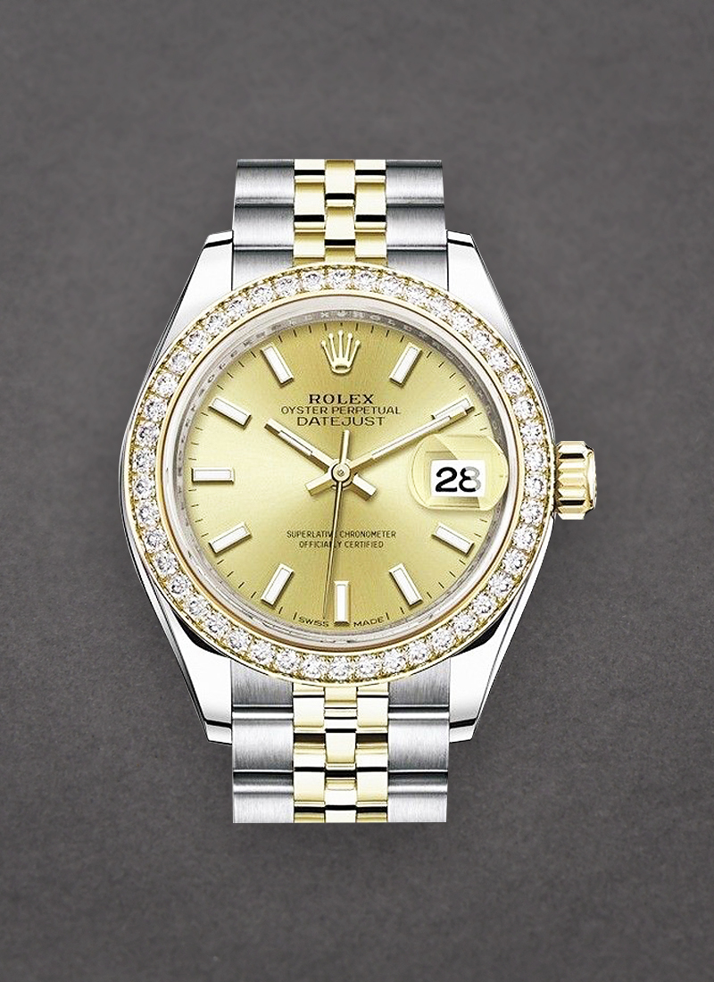 Rolex Unworn Datejust 28mm in Yellow Gold with Diamond Bezel