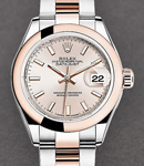 Datejust 28mm Automatic in Steel with Rose Gold Domed Bezel on Steel and Rose Gold Oyster Bracelet with Sundust Stick Dial