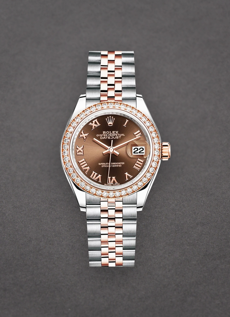 Rolex Unworn Datejust 28mm Automatic Steel and Rose Gold with Diamond Bezel