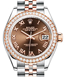 Datejust 28mm Automatic Steel and Rose Gold with Diamond Bezel On Steel and Rose Gold Jubilee Bracelet  with Chocolate Roman Dial