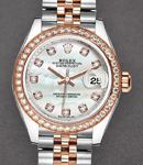 Datejust 28mm in Steel with Rose Gold Diamond Bezel on Jubilee Bracelet  with White MOP Diamond Dial