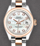Datejust 28mm in Steel with Rose Gold Smooth Bezel on Oyster Bracelet with MOP Diamond Dial