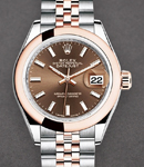Datejust 28mm Automatic in Steel with Rose Gold Bezel on Jubilee Bracelet with Chocolate Stick Dial
