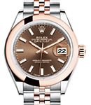 Datejust 28mm Automatic in Steel with Rose Gold Bezel on Jubilee Bracelet with Chocolate Stick Dial