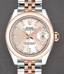 Datejust 28mm in Steel with Rose Gold Domed Bezel on Jubilee Bracelet with Sundust Stick Dial