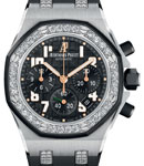 Royal Oak Offshore Chronograph in Steel with Diamond Bezel on Black Rubber Strap with Black Dial