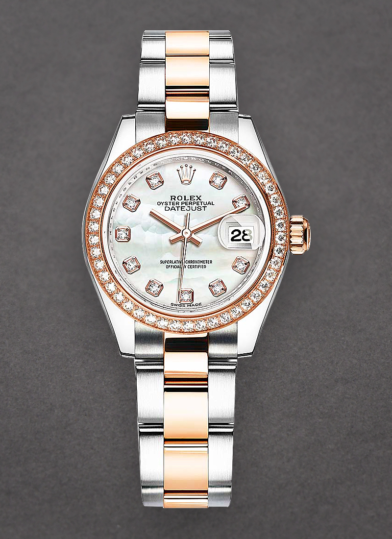 Rolex Unworn Datejust 28mm Steel and Rose Gold with Diamond Bezel